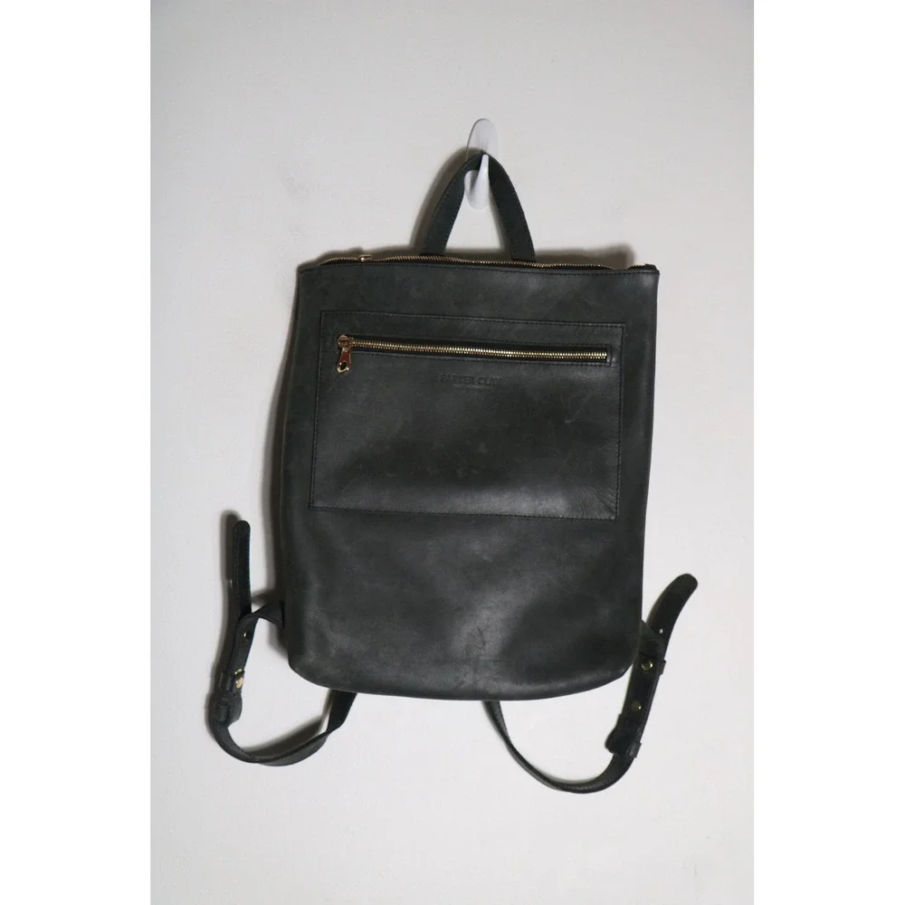 Parker Clay Miramar Full Grain Leather Backpack Black Neutral Casual Minimalist